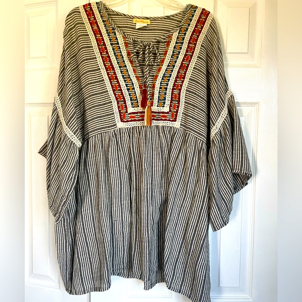 Sweet Magnolia embroidered Boho Tunic